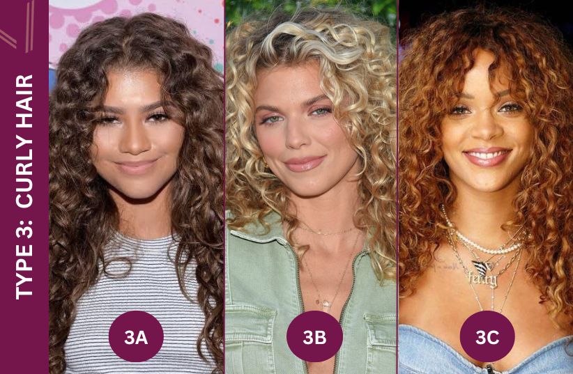 Celebrities type 3 curly hair