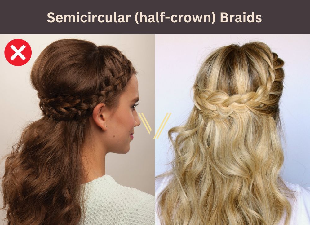 semicircular half crown braids hairstyle to avoid for female hair loss