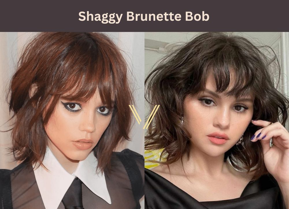 shaggy brunette bob hairstyle for women with thinning hair