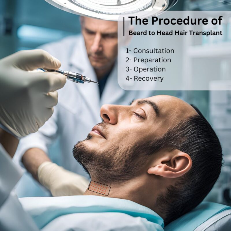 process of beard to head hair transplant